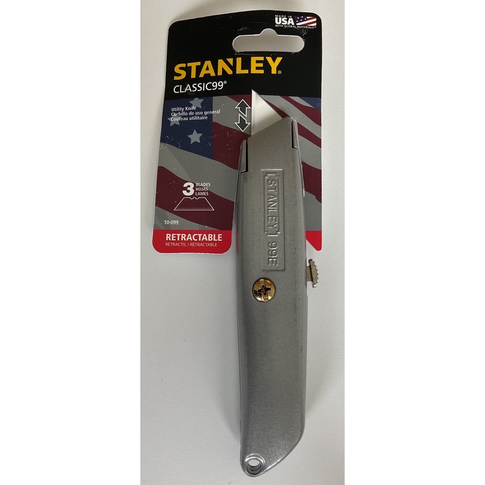 Stanley Classic99 Retractable Utility Knife 10-099 Silver Metal 3 Blades New